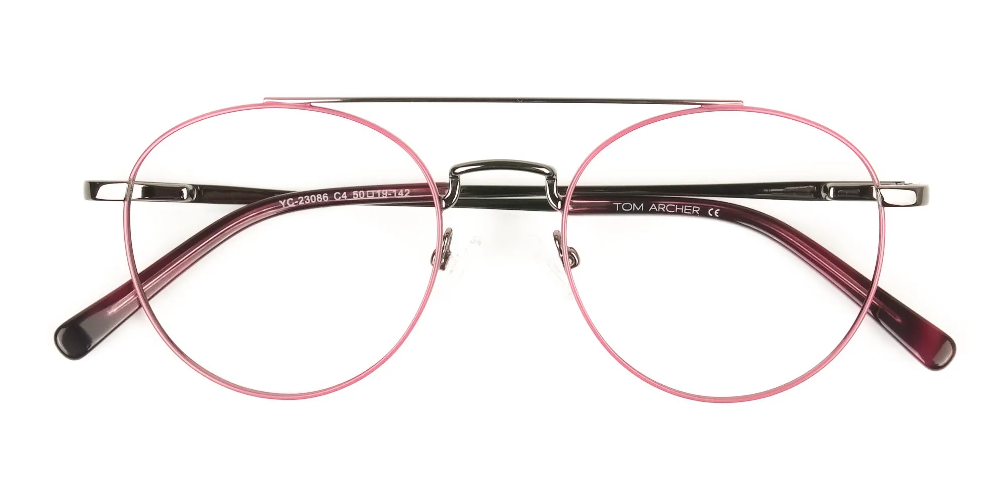 Lightweight Gunmetal & Red Round Pilot Glasses in Metal - 2