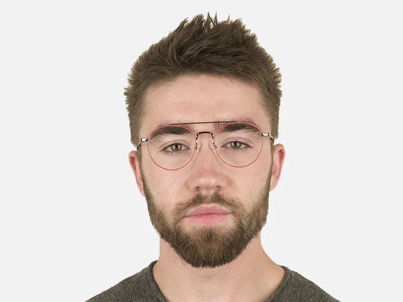 Lightweight Gunmetal & Red Round Pilot Glasses in Metal - 2