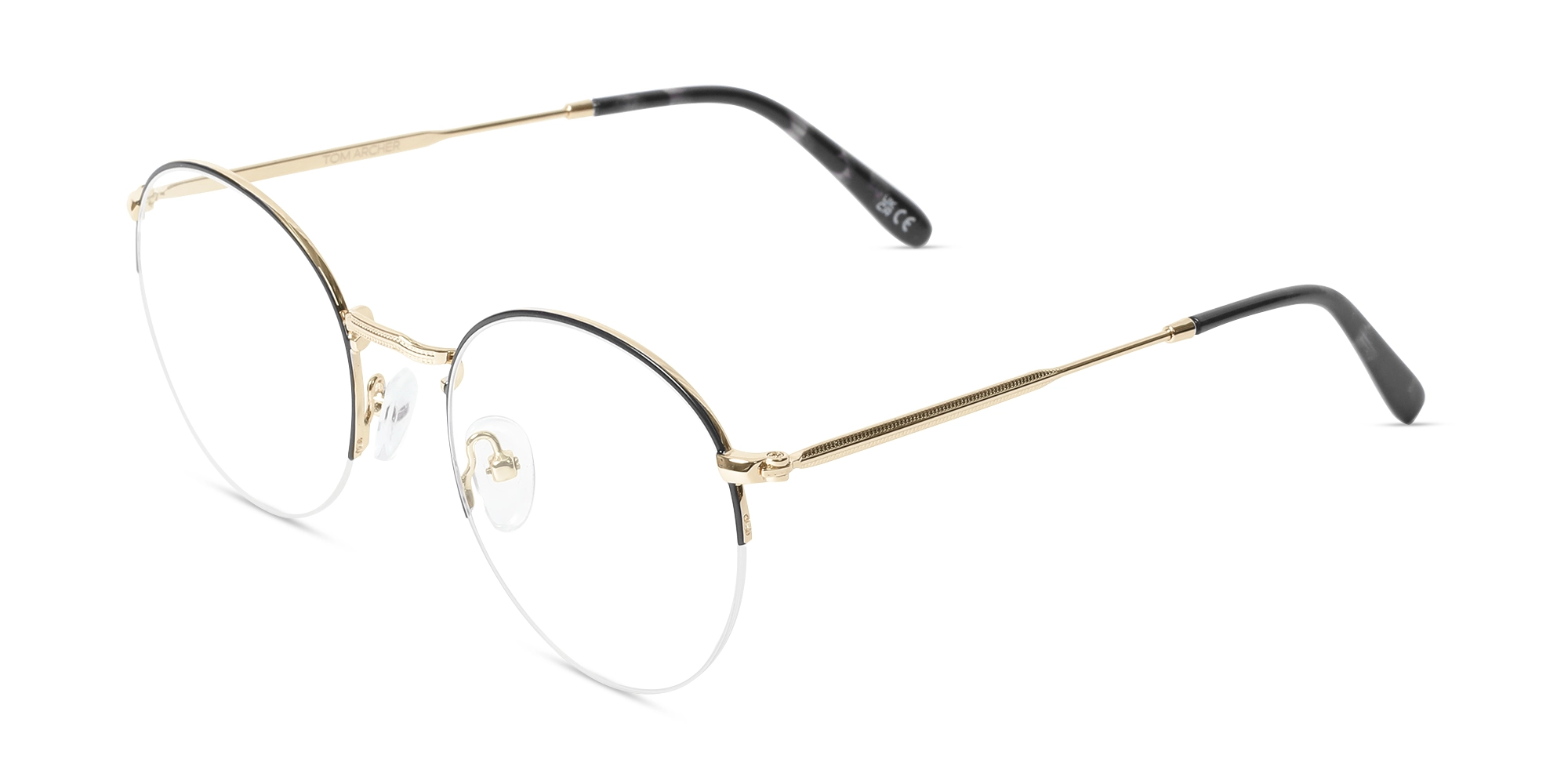 Black & Gold Round Metal Glasses-3