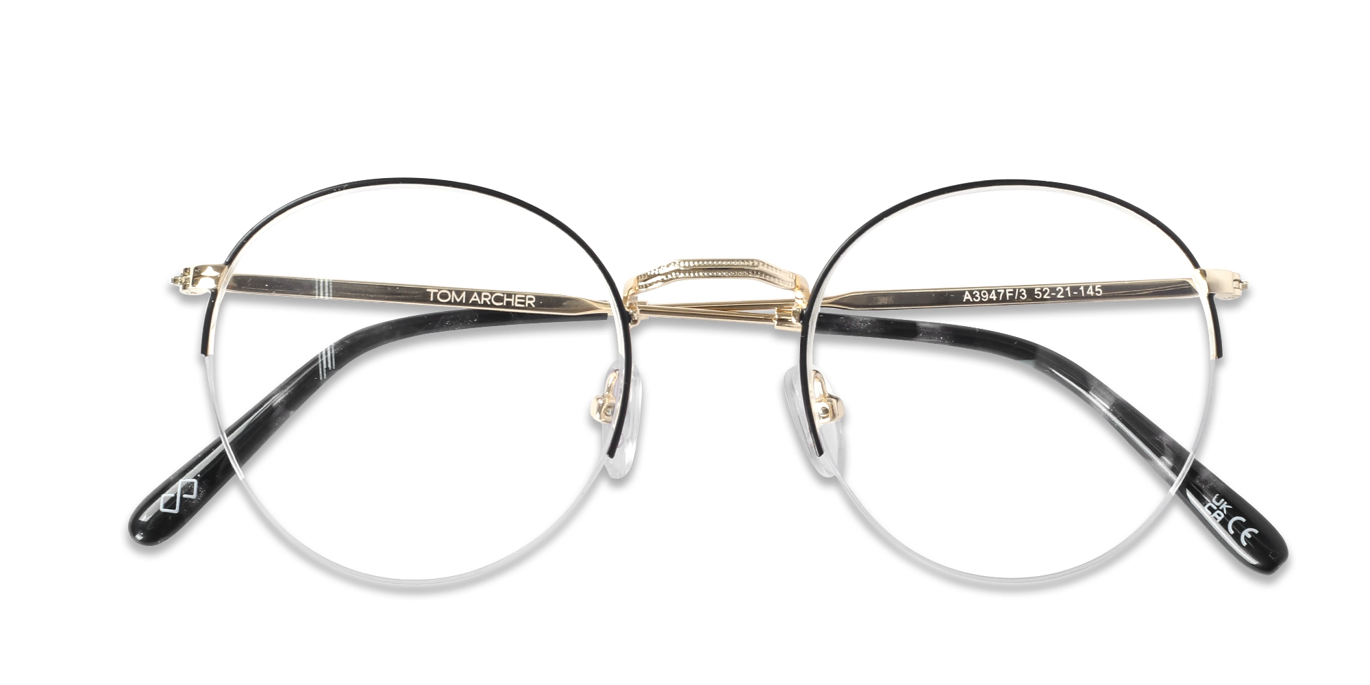 Black & Gold Round Metal Glasses-6