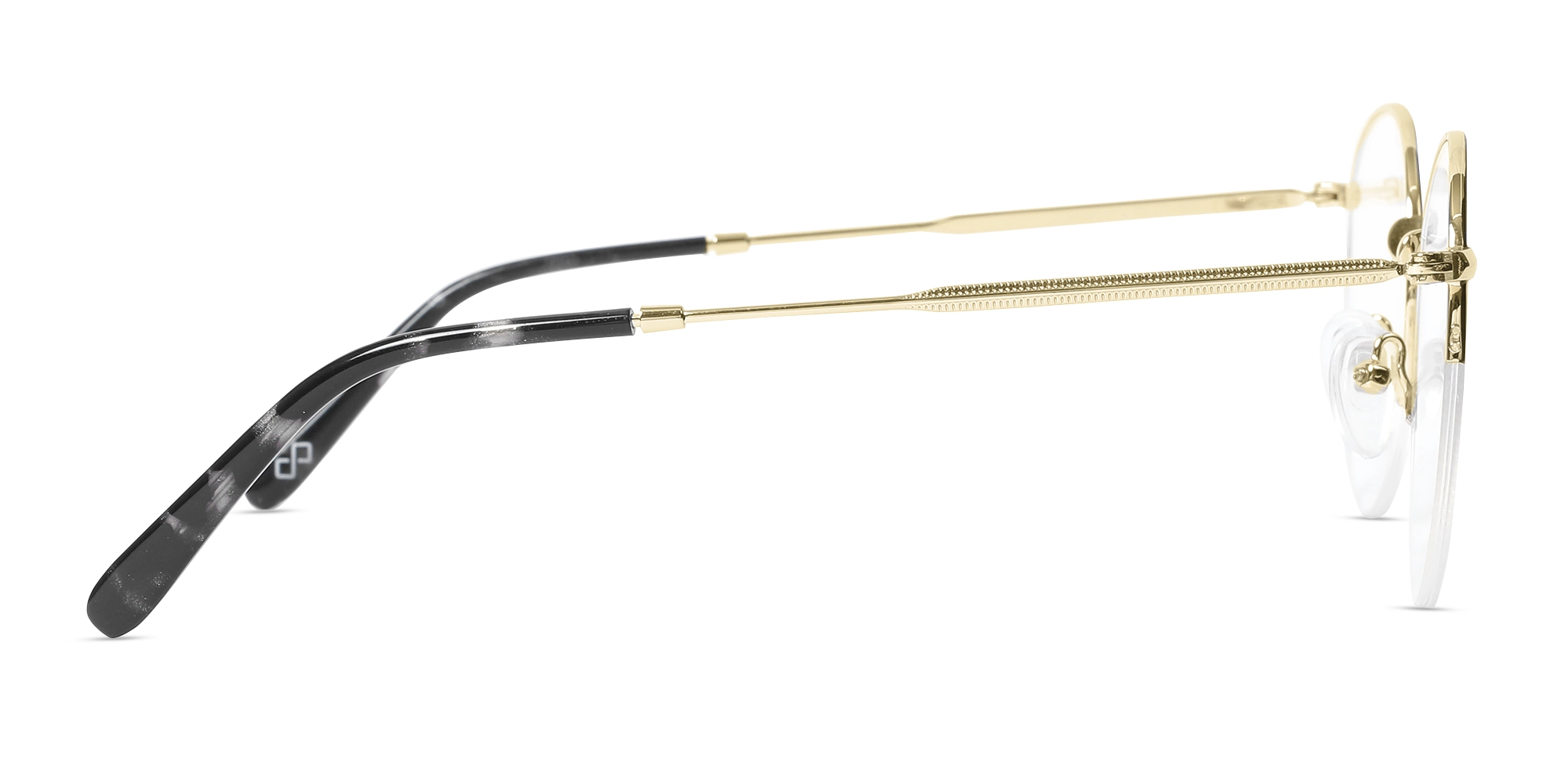 Black & Gold Round Metal Glasses-4