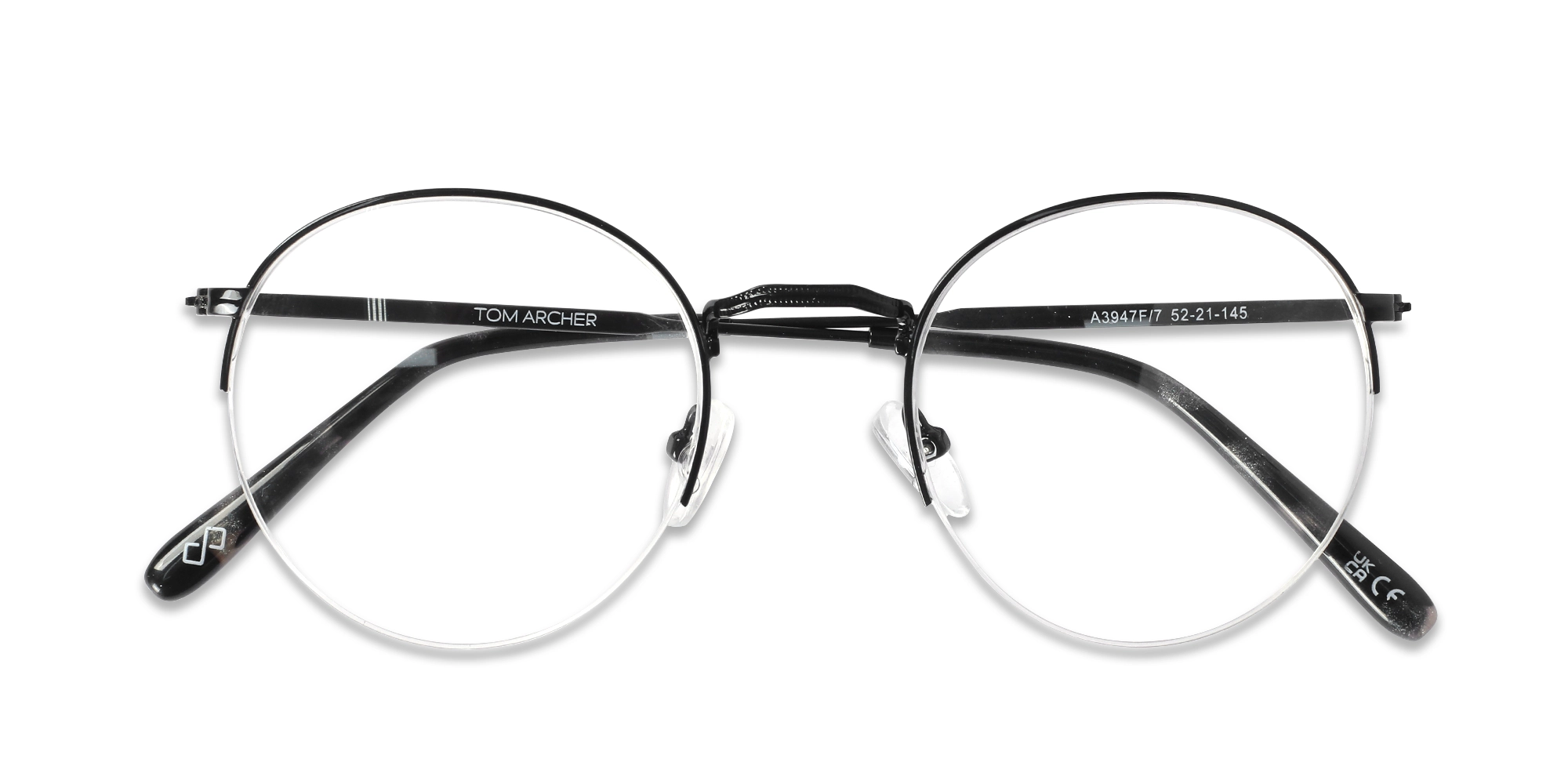 Black Half-Rim Round Metal Glasses6