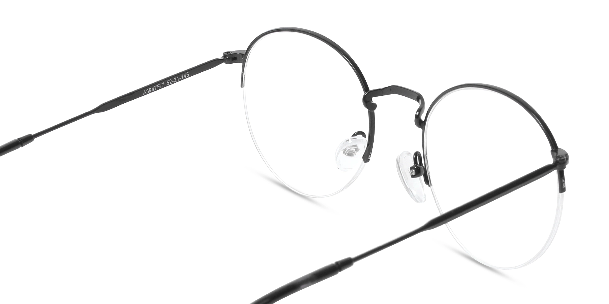 Black Half-Rim Round Metal Glasses-5