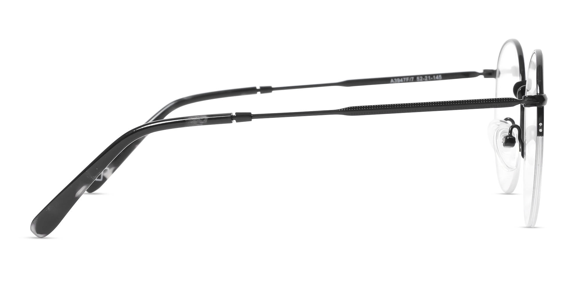 Black Half-Rim Round Metal Glasses4