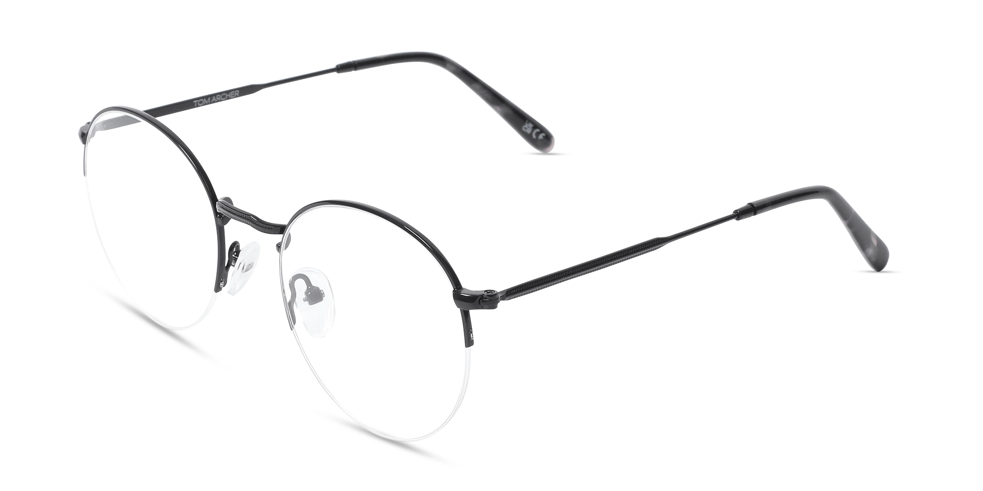 Black Half-Rim Round Metal Glasses-3