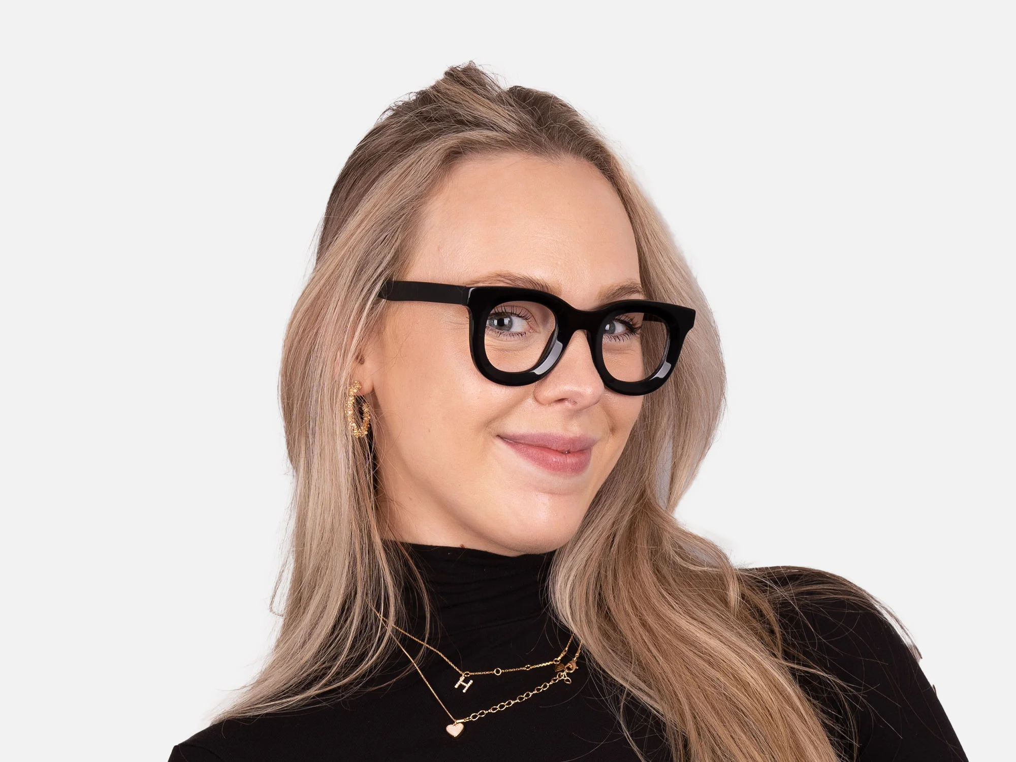 Black Thick Frame Glasses-53