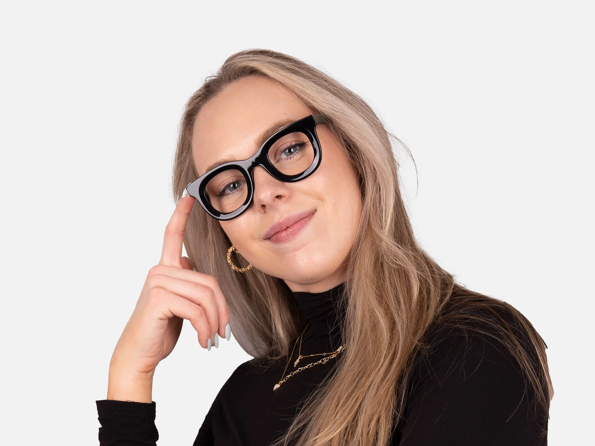 Black Thick Frame Glasses-52