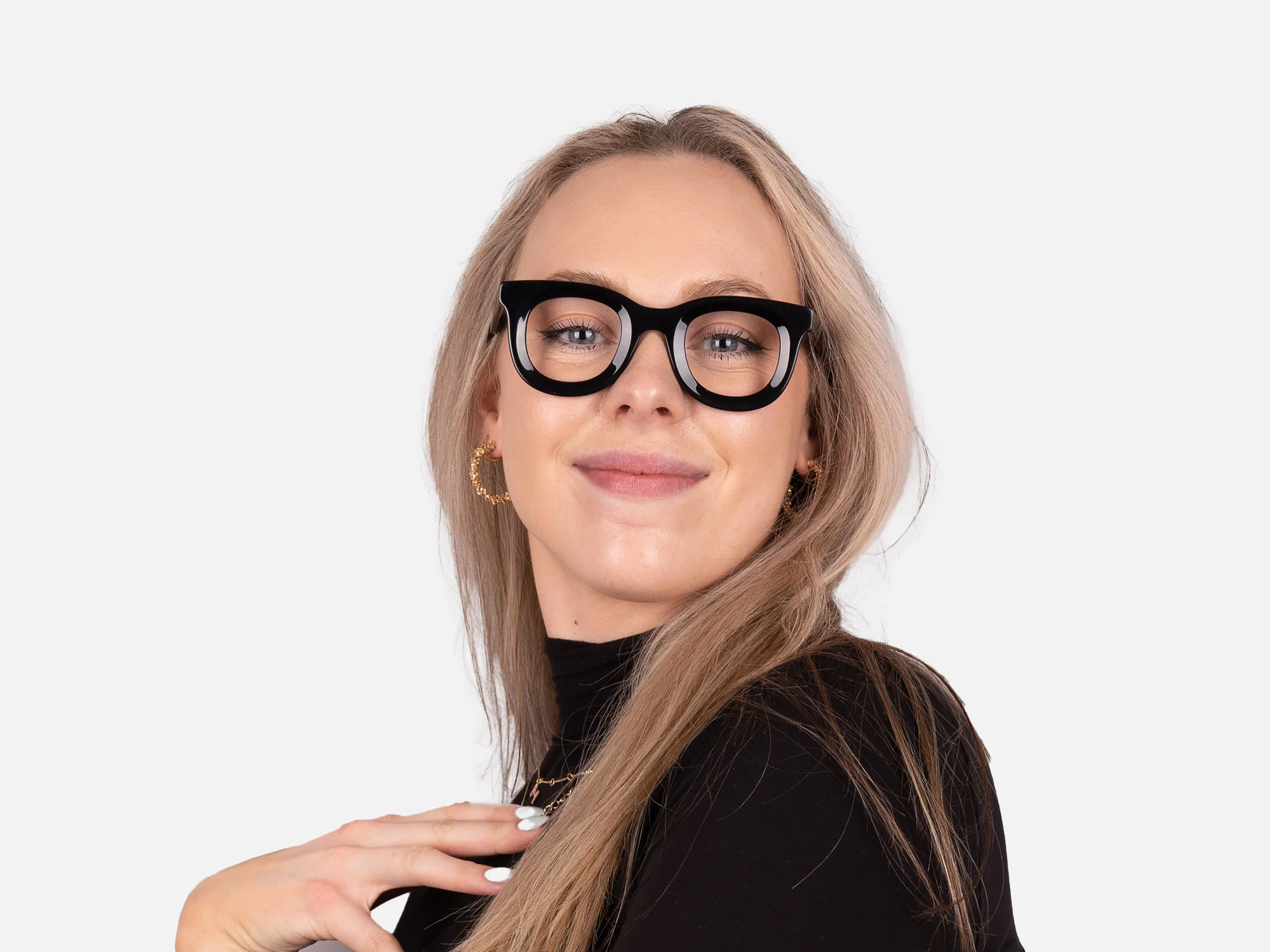 Black Thick Frame Glasses-54