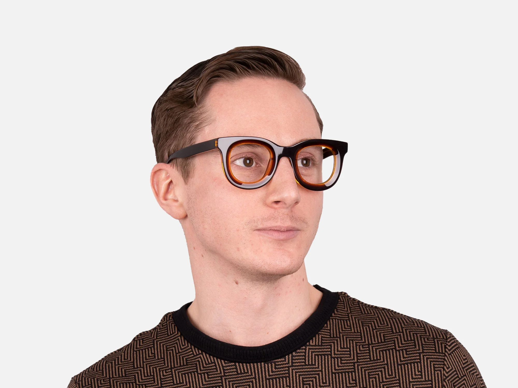Thick Brown Square Glasses-41