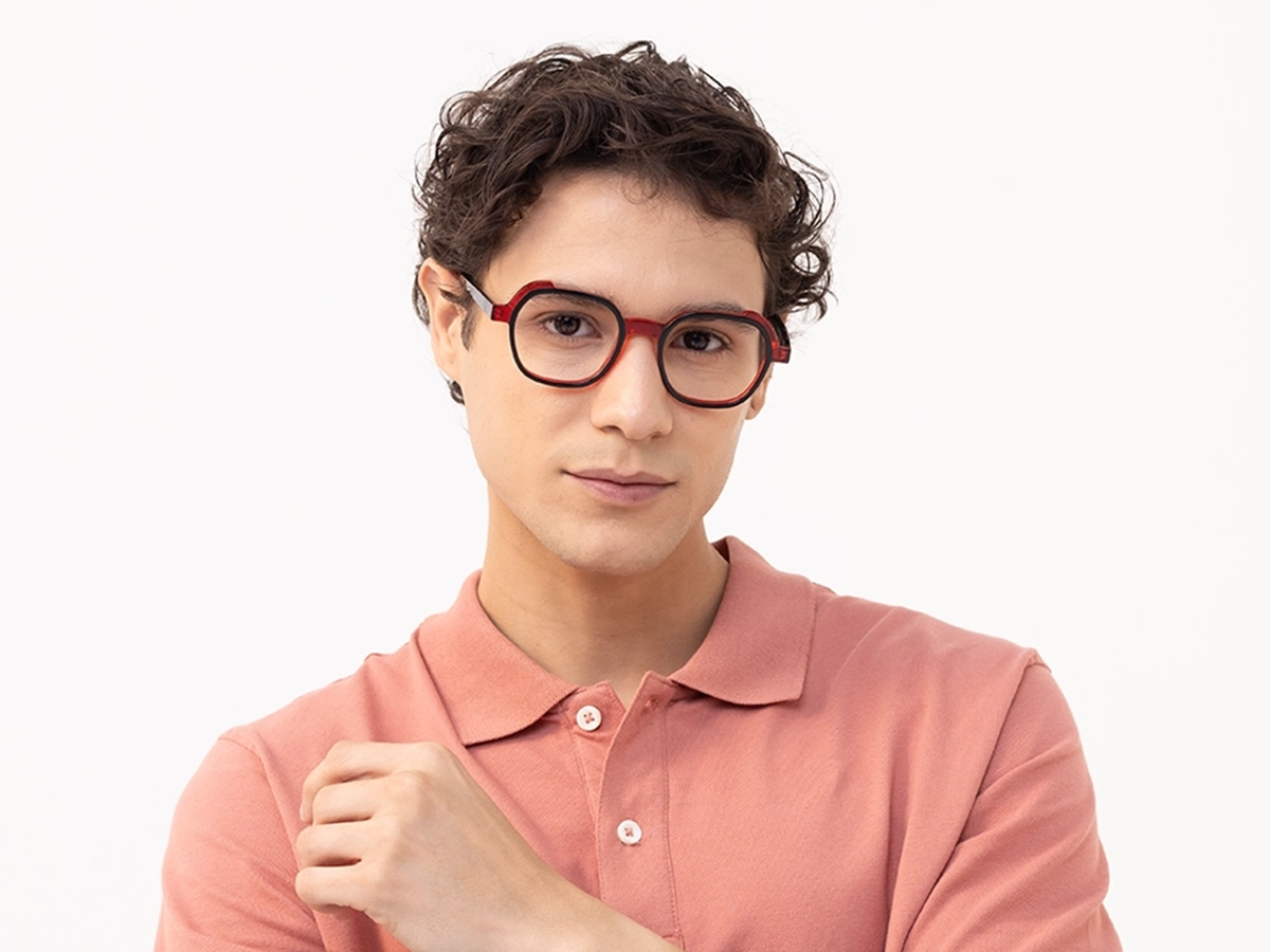 Black & Red Square Full Rim Glasses-41