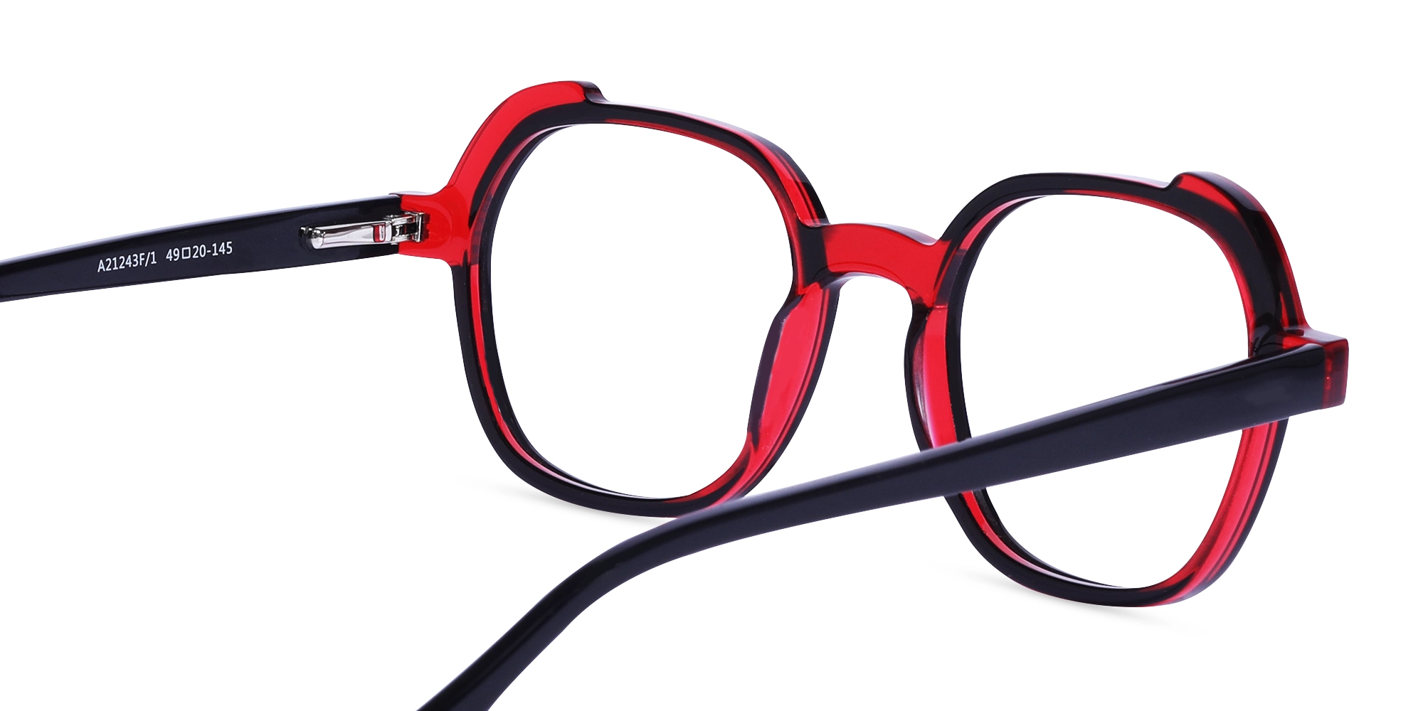 Black & Red Square Full Rim Glasses-5