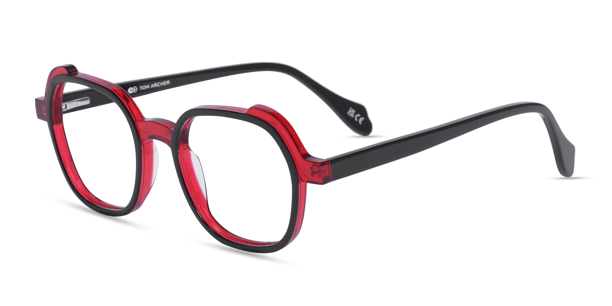 Black & Red Square Full Rim Glasses-3