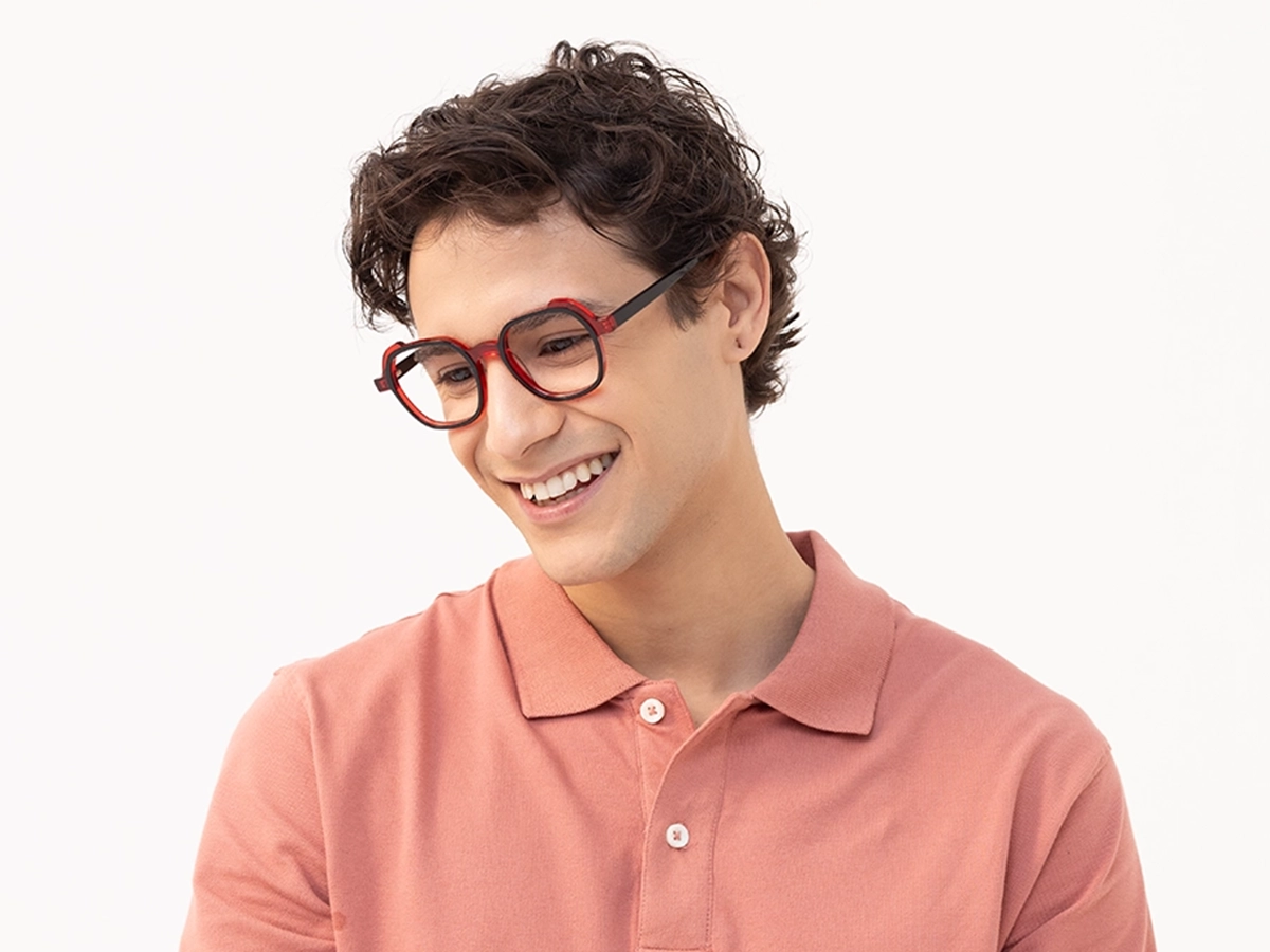 Black & Red Square Full Rim Glasses-42