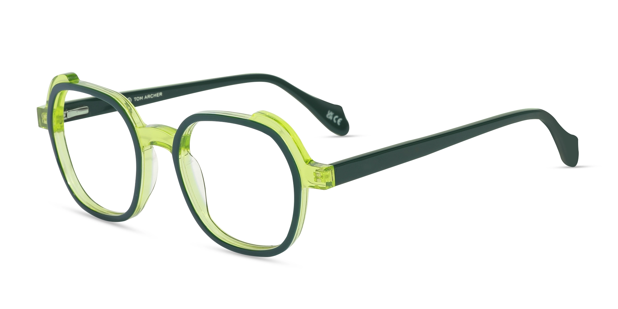Forest Green & Neon Square Full Rim Glasses-3