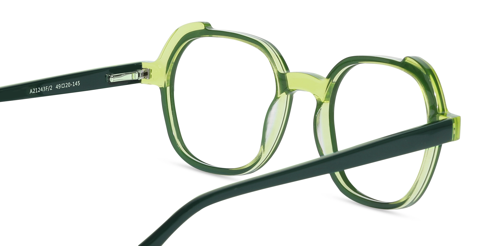 Forest Green & Neon Square Full Rim Glasses-5