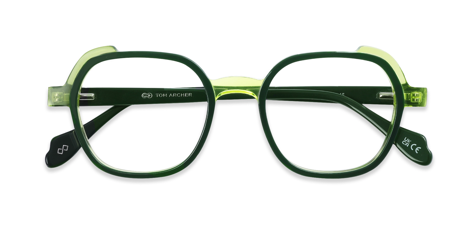 Forest Green & Neon Square Full Rim Glasses-6