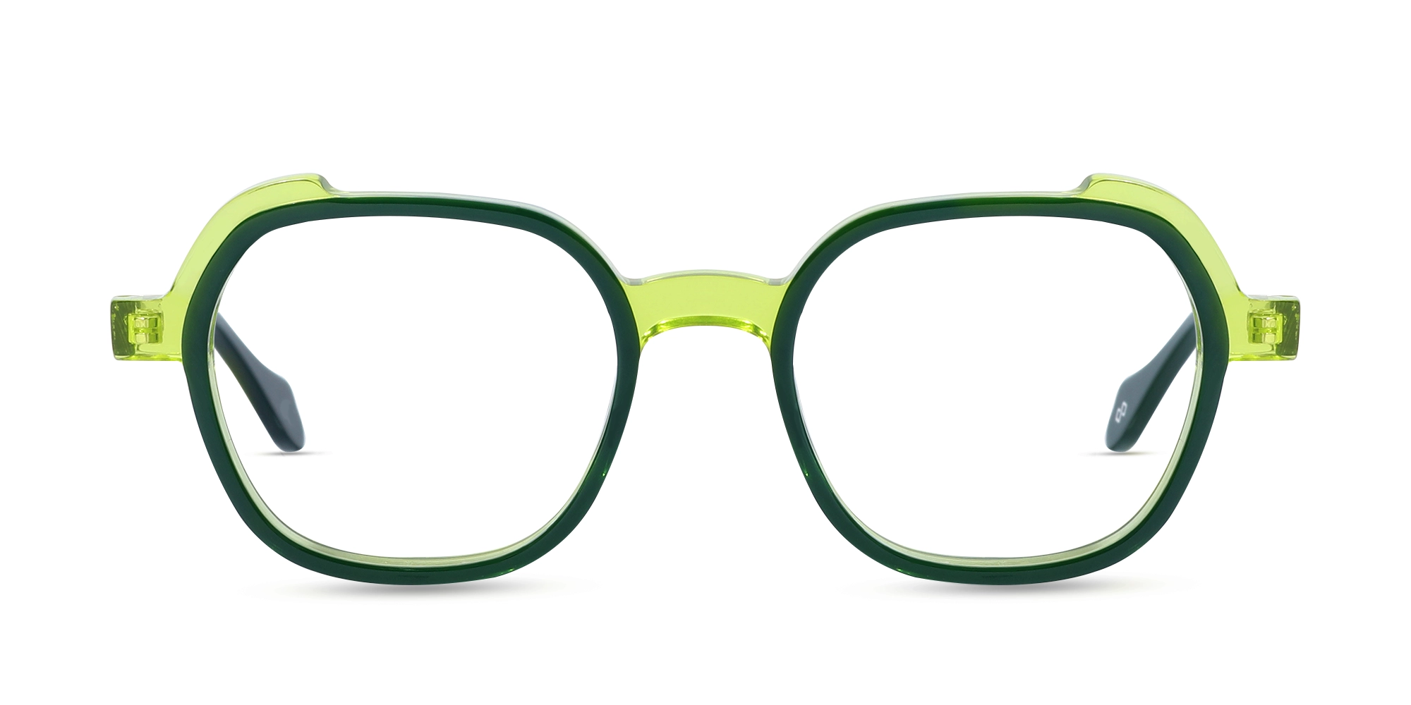 Forest Green & Neon Square Full Rim Glasses-1