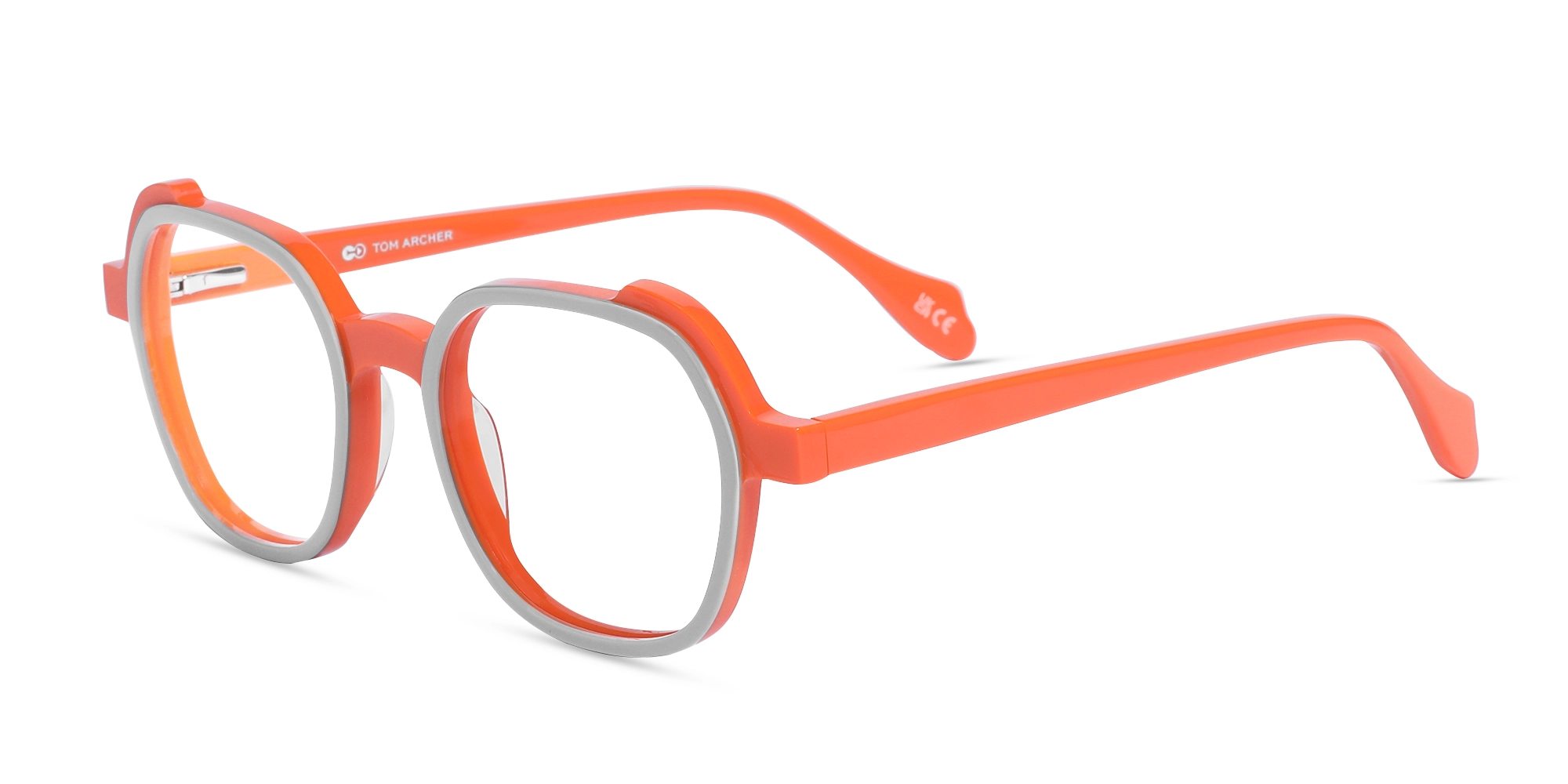 Smoke Grey & Orange Square Full Rim Glasses-3