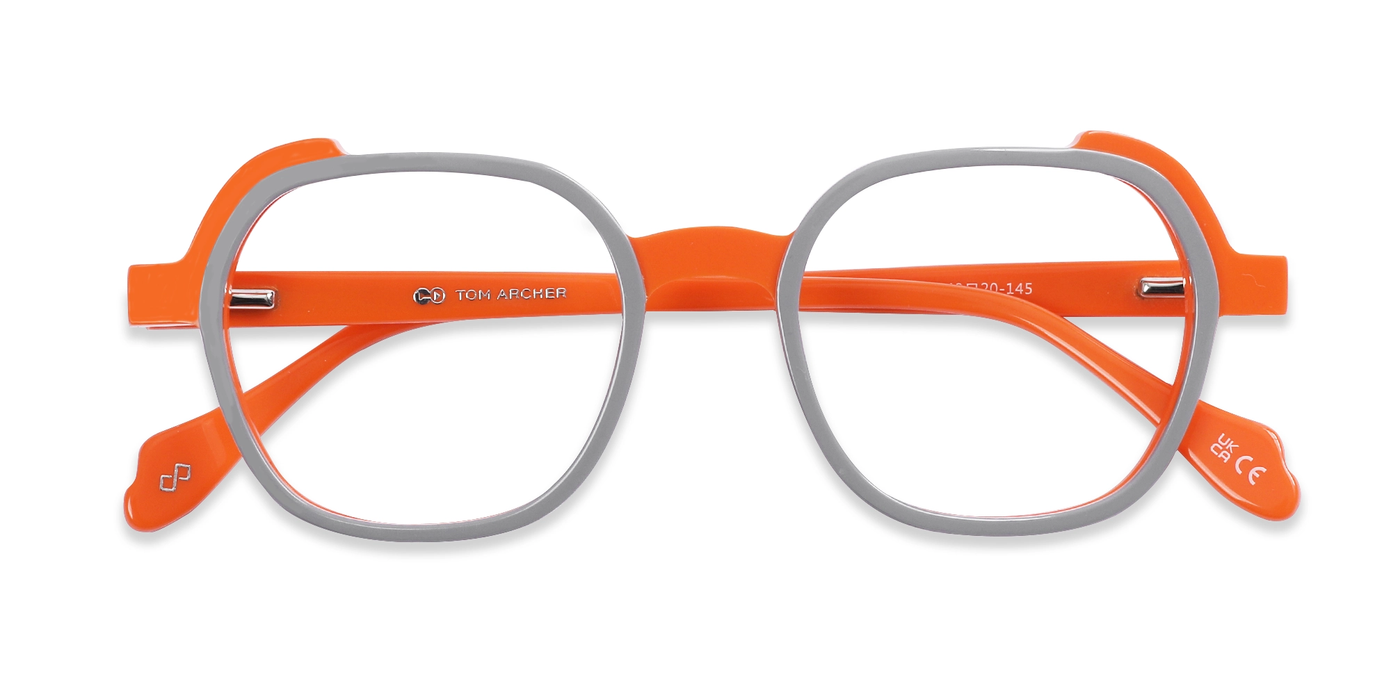 Smoke Grey & Orange Square Full Rim Glasses-6