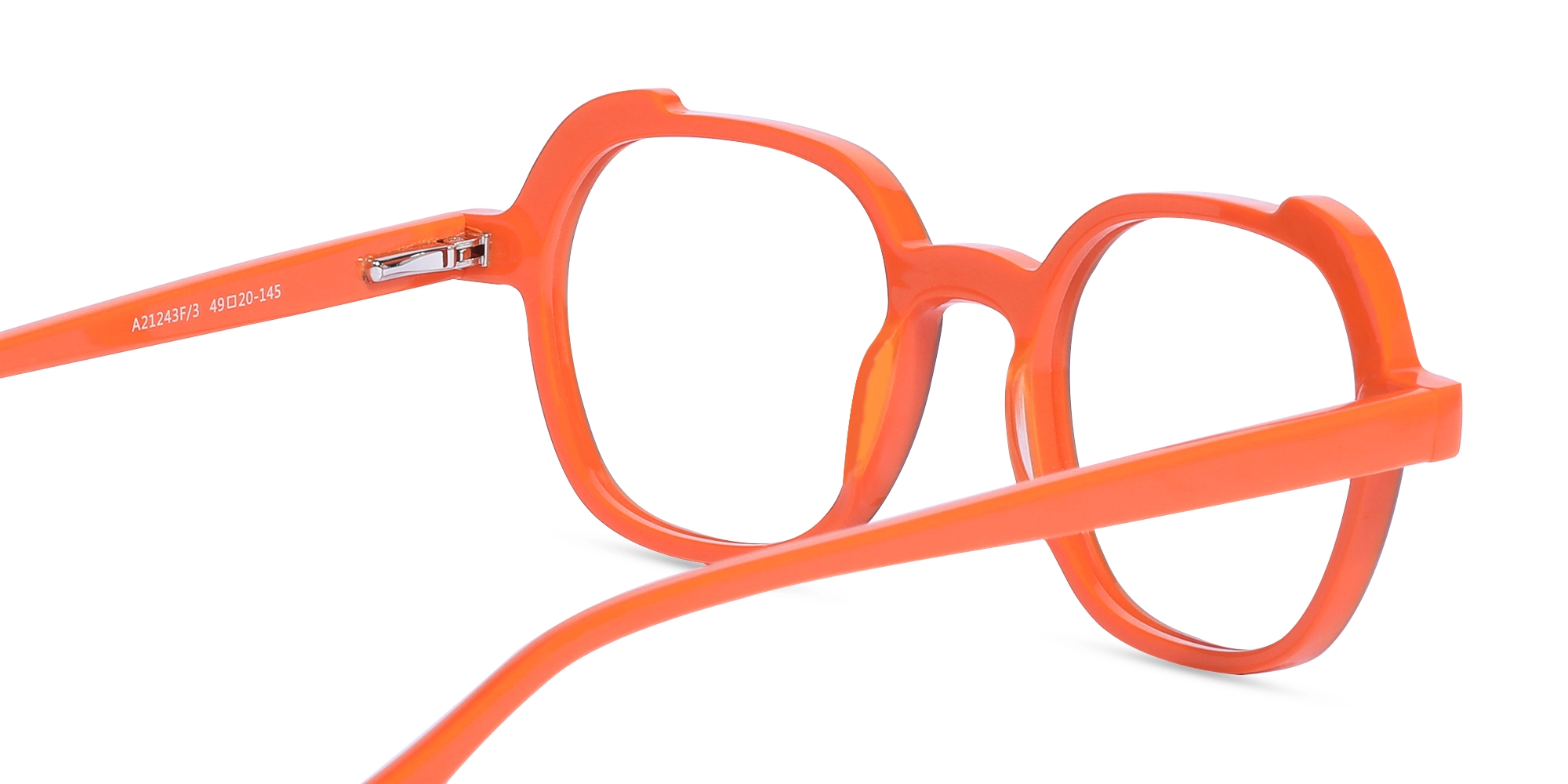 Smoke Grey & Orange Square Full Rim Glasses-5