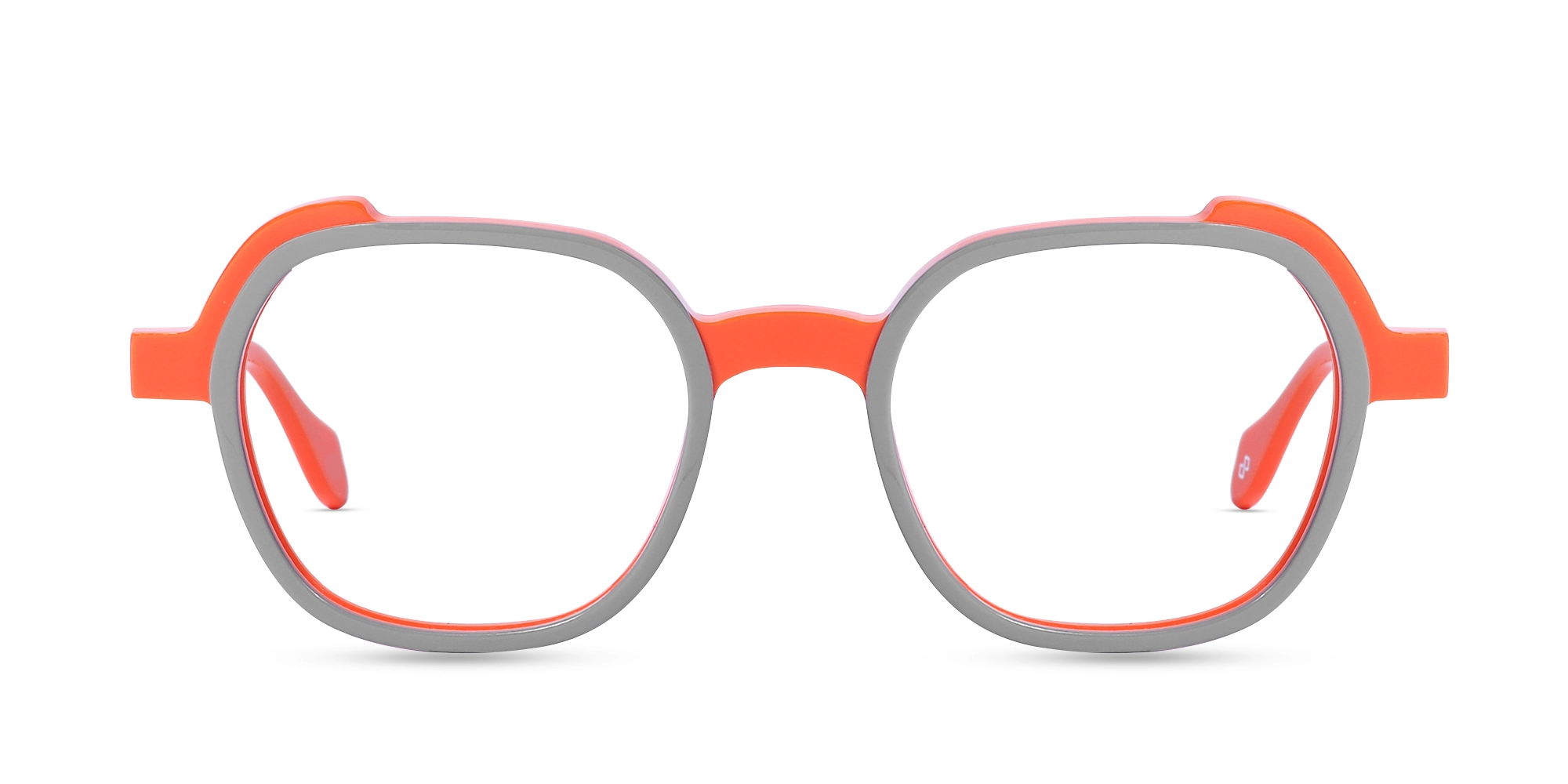 Smoke Grey & Orange Square Full Rim Glasses-1