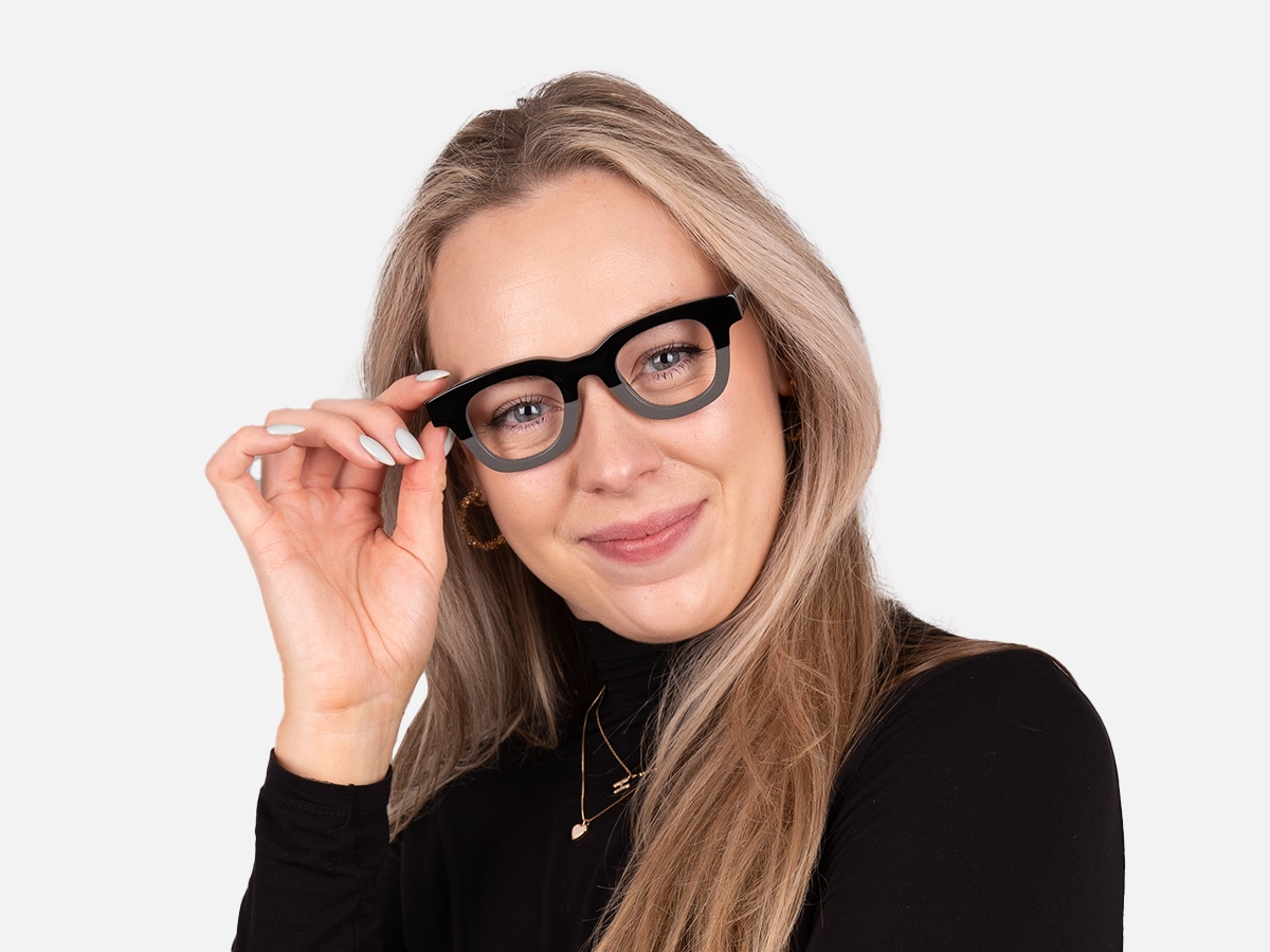 Grey Dual Tone Square Glasses-52