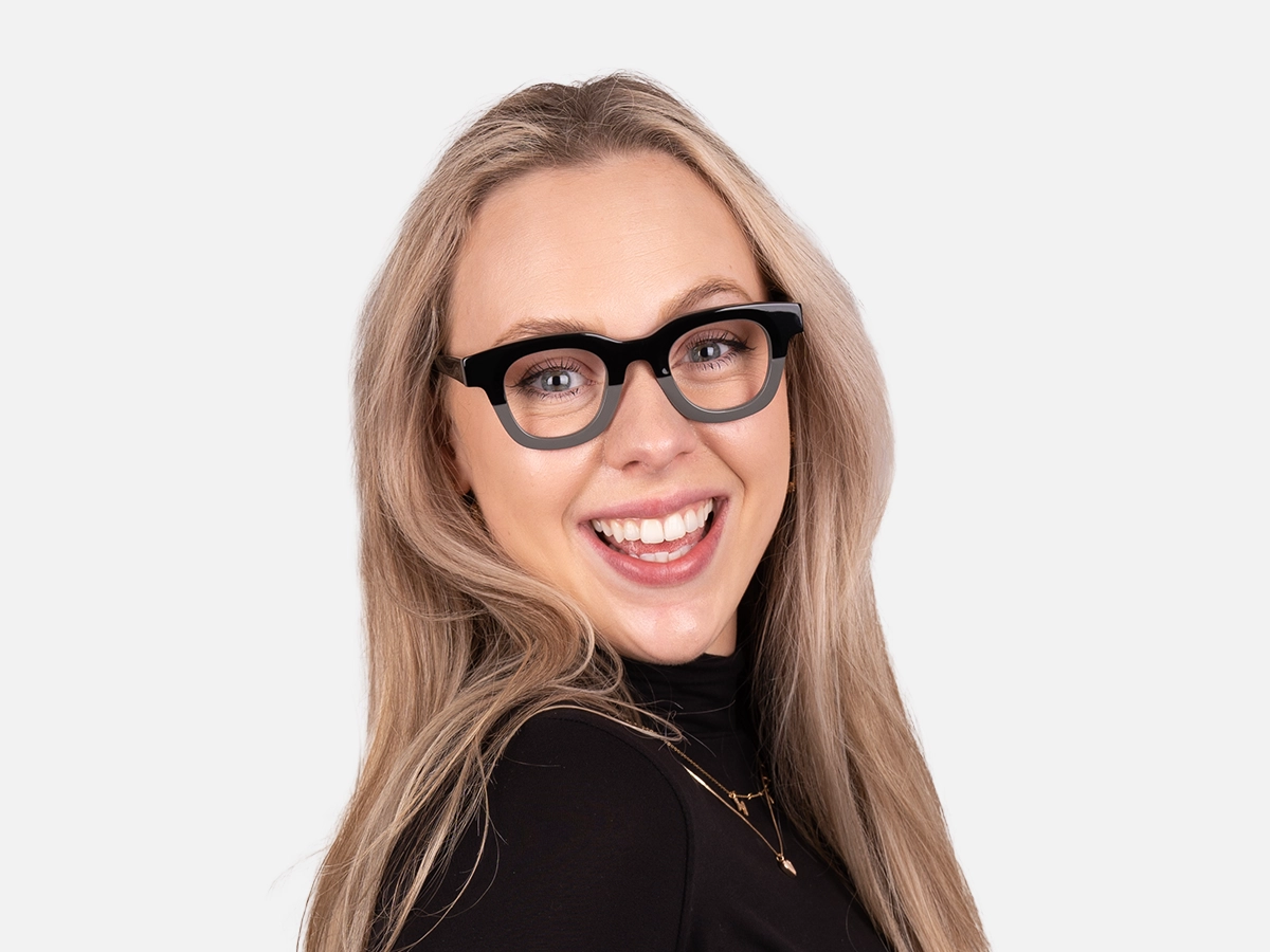 Grey Dual Tone Square Glasses-55