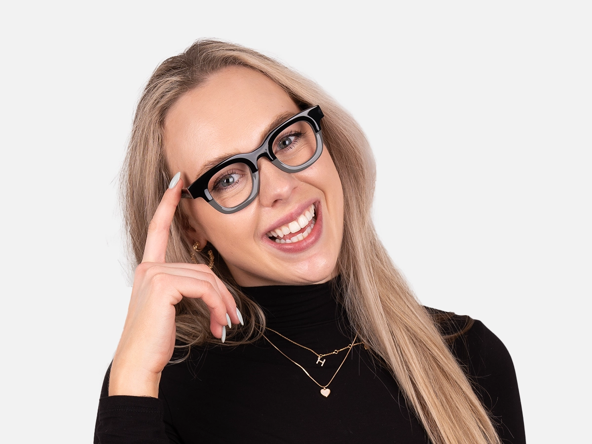 Grey Dual Tone Square Glasses-53