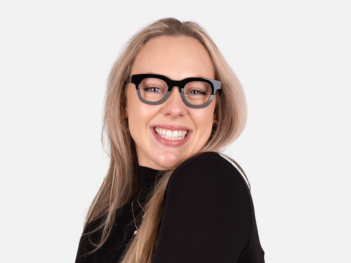 Grey Dual Tone Square Glasses-54