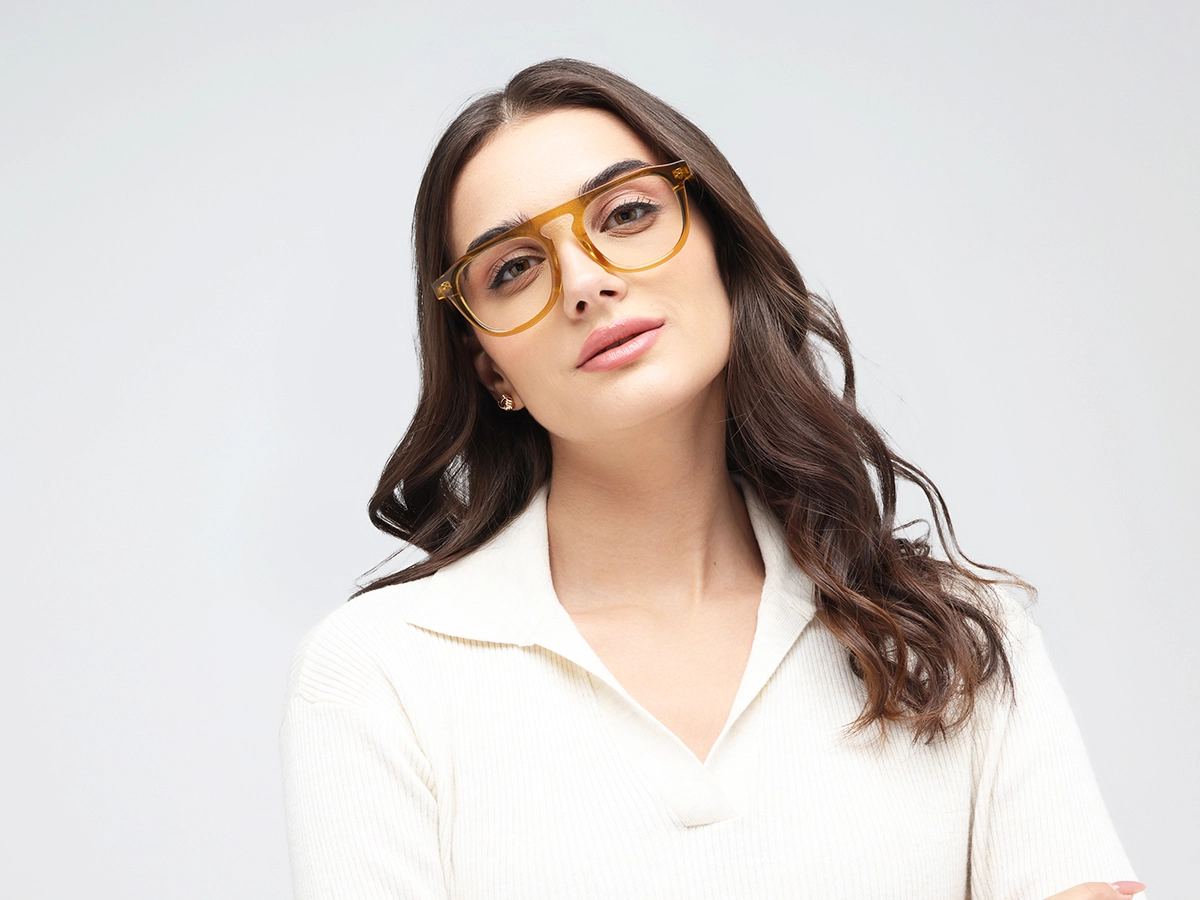 Honey Brown Pilot Square Eyeglasses 51