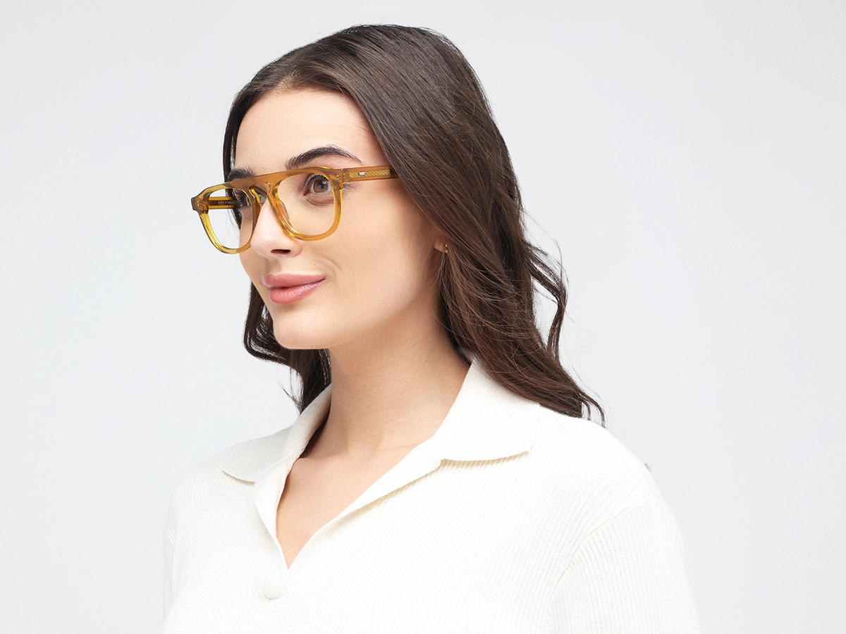 Honey Brown Pilot Square Eyeglasses 52
