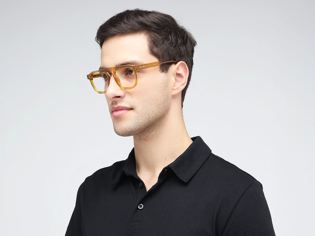 Honey Brown Pilot Square Eyeglasses 42