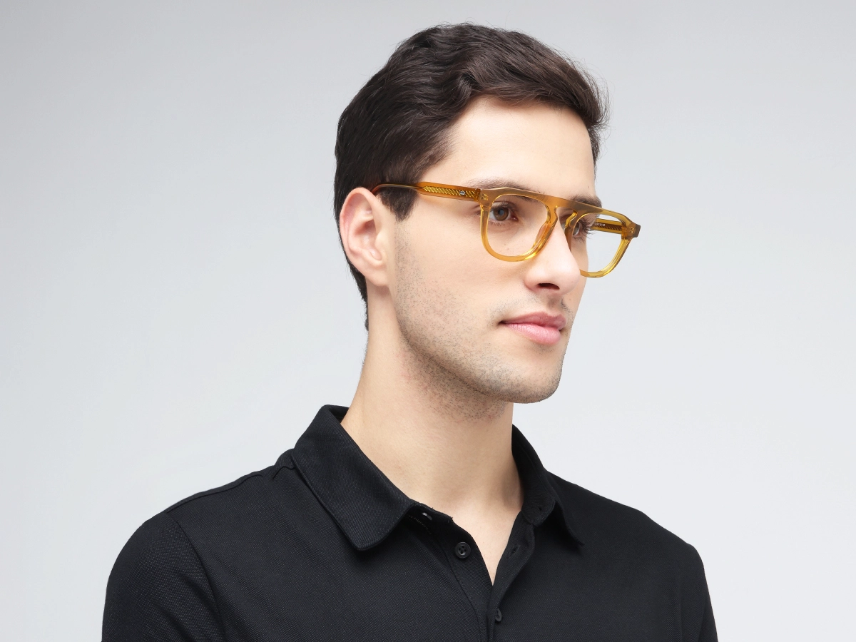 Honey Brown Pilot Square Eyeglasses 43