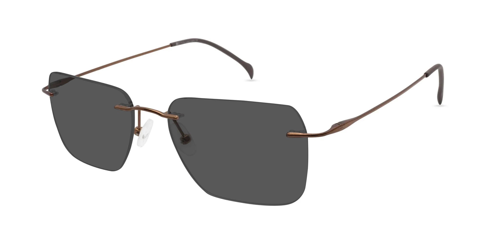 Rimless Sunglasses Brown-3