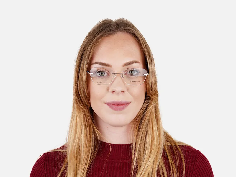 silver and blue cateye rimless glasses frames-2