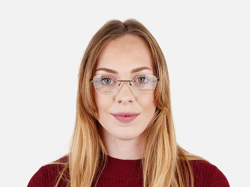 brown cateye rimless square glasses frames-2