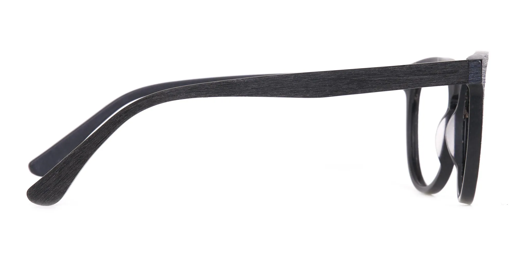 Black Wood Round Glasses Frame Unisex-2