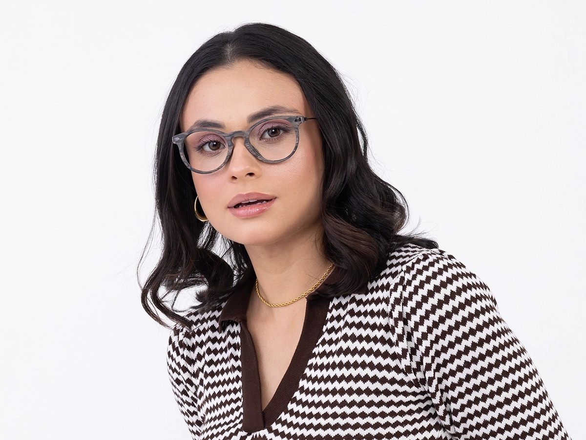 Oval Wood Frame Prescription Glasses 53