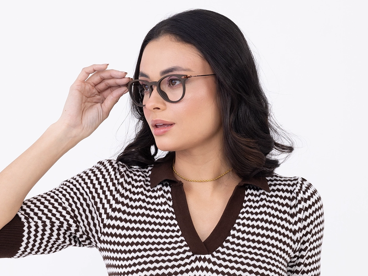 Copper Brown Oval Wooden Glasses53