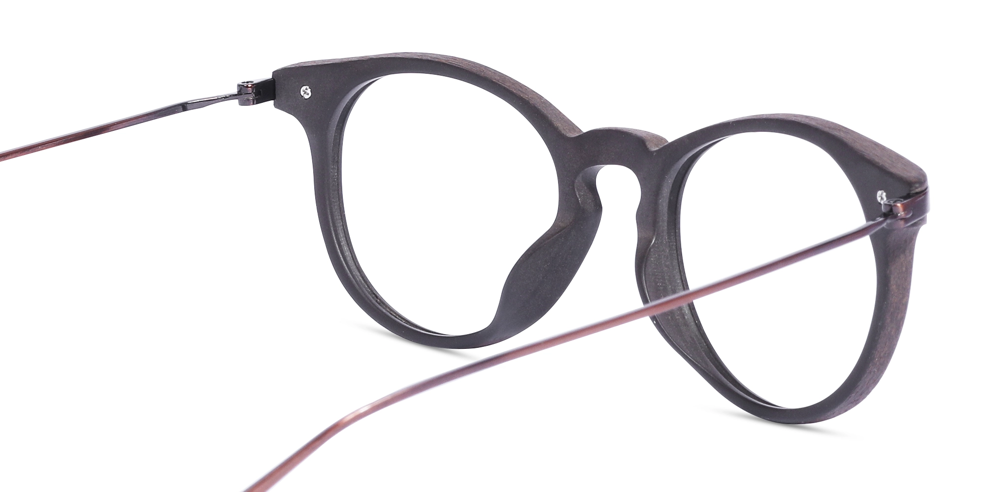 Copper Brown Oval Wooden Glasses 5