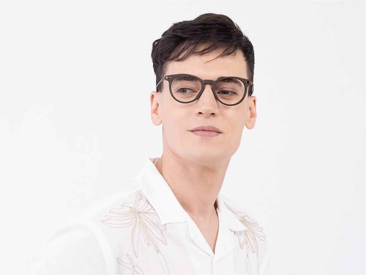 Copper Brown Oval Wooden Glasses42