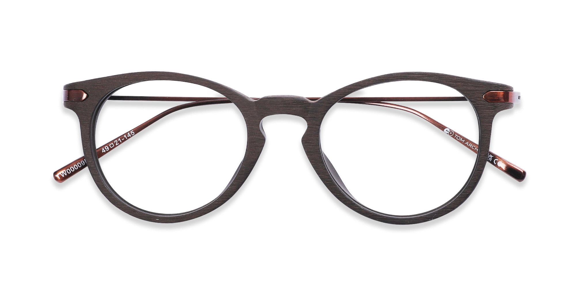 Copper Brown Oval Wooden Glasses 6