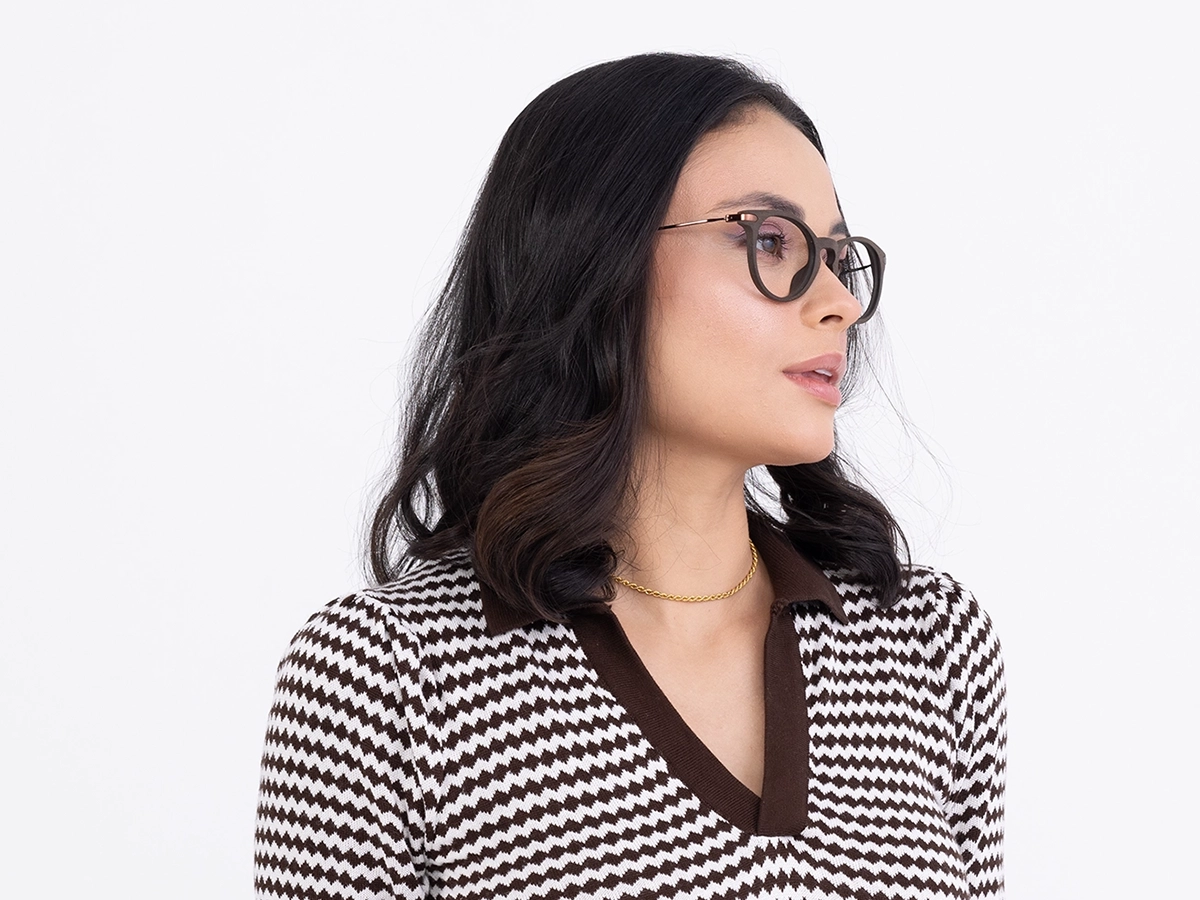 Copper Brown Oval Wooden Glasses52