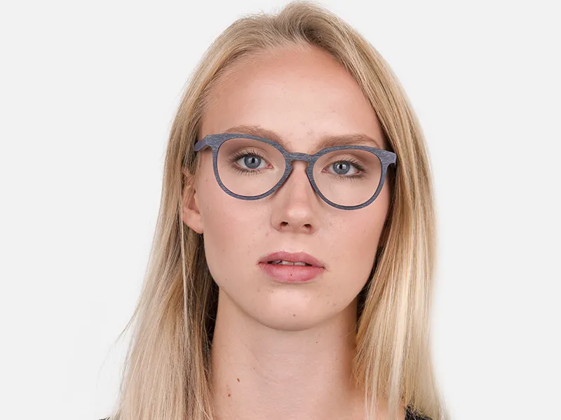 Dusty Green and Blue Round Wood Glasses Unisex-2