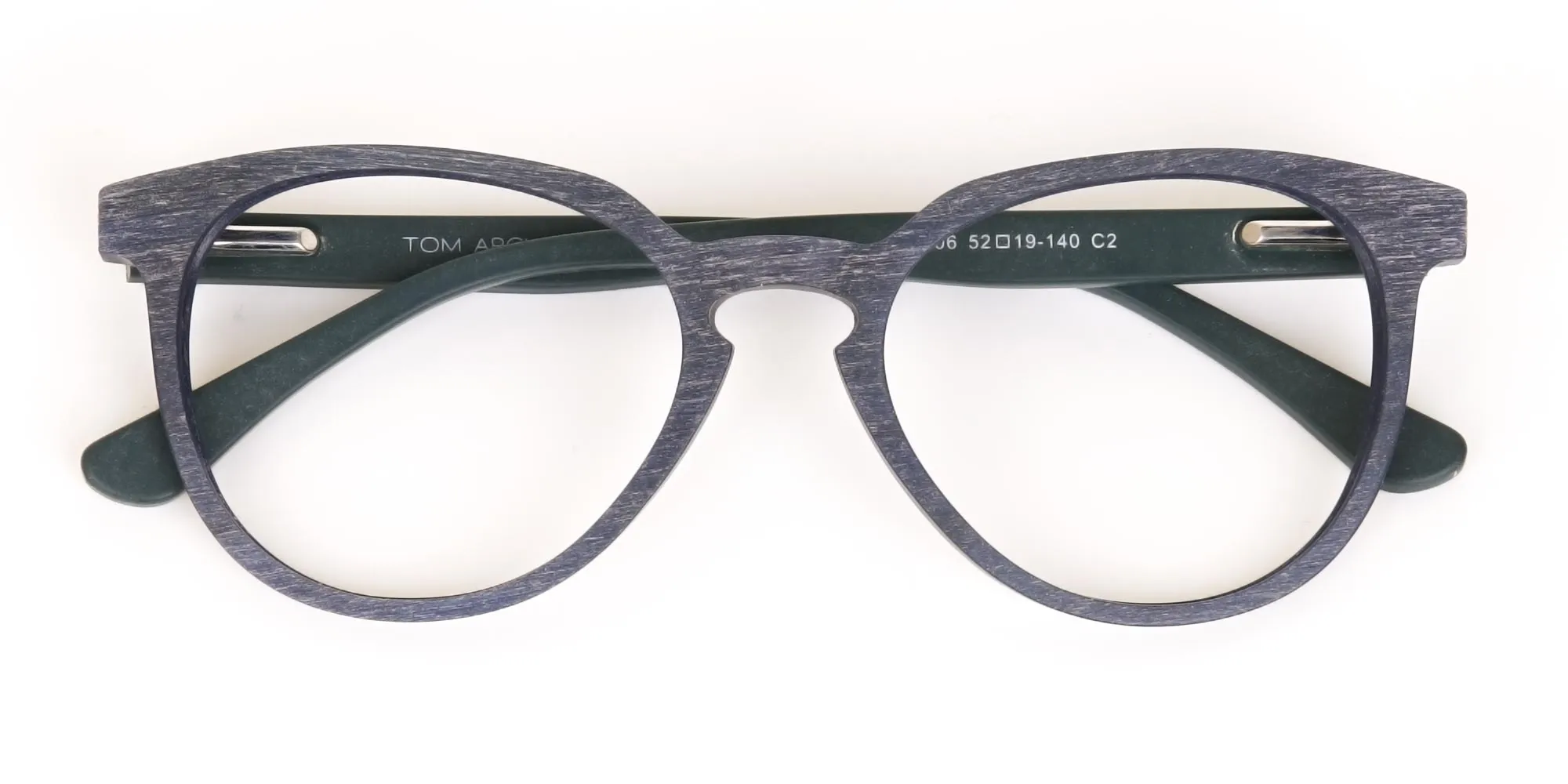 Dusty Green and Blue Round Wood Glasses Unisex-2