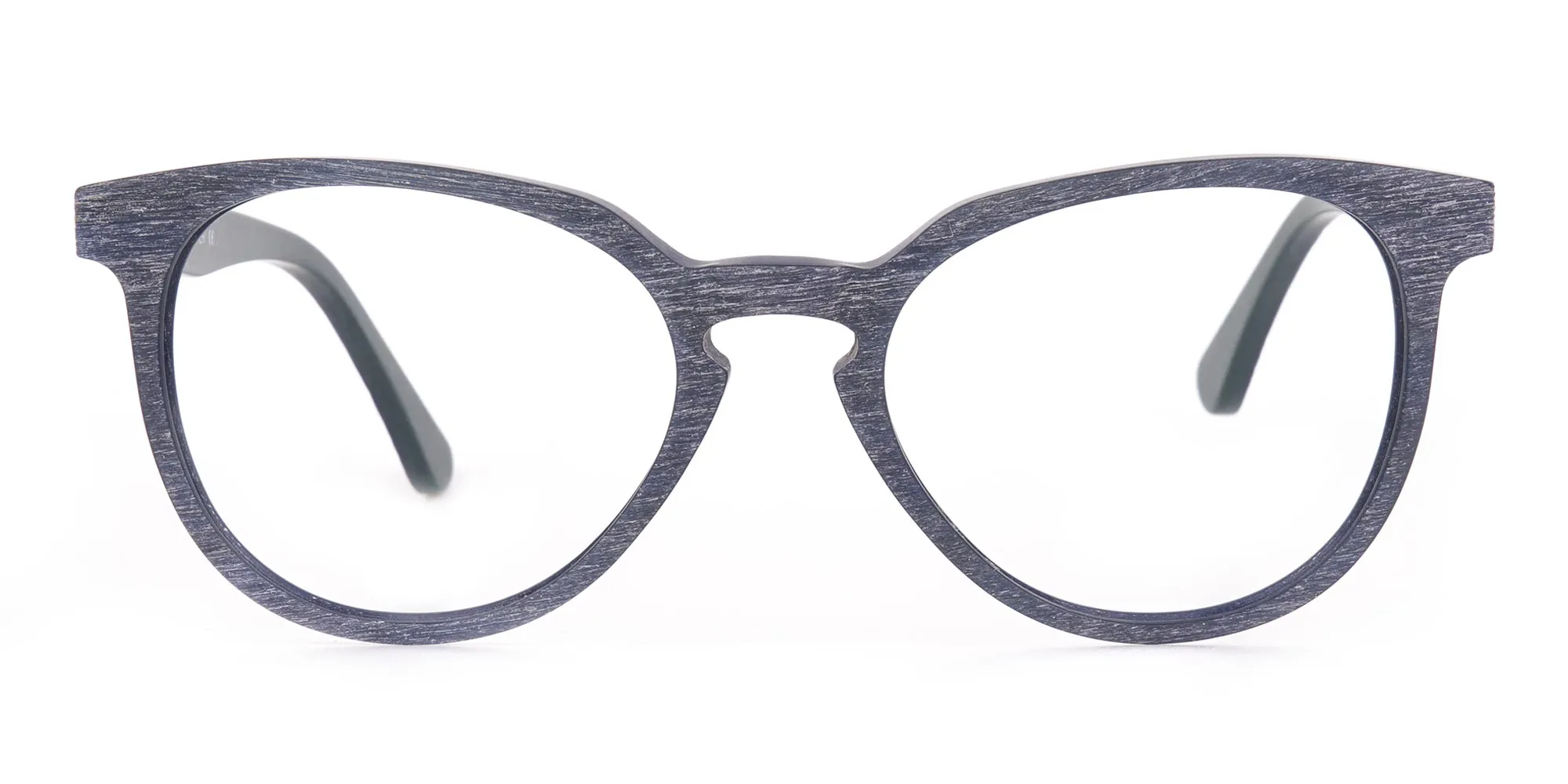 Dusty Green and Blue Round Wood Glasses Unisex-2