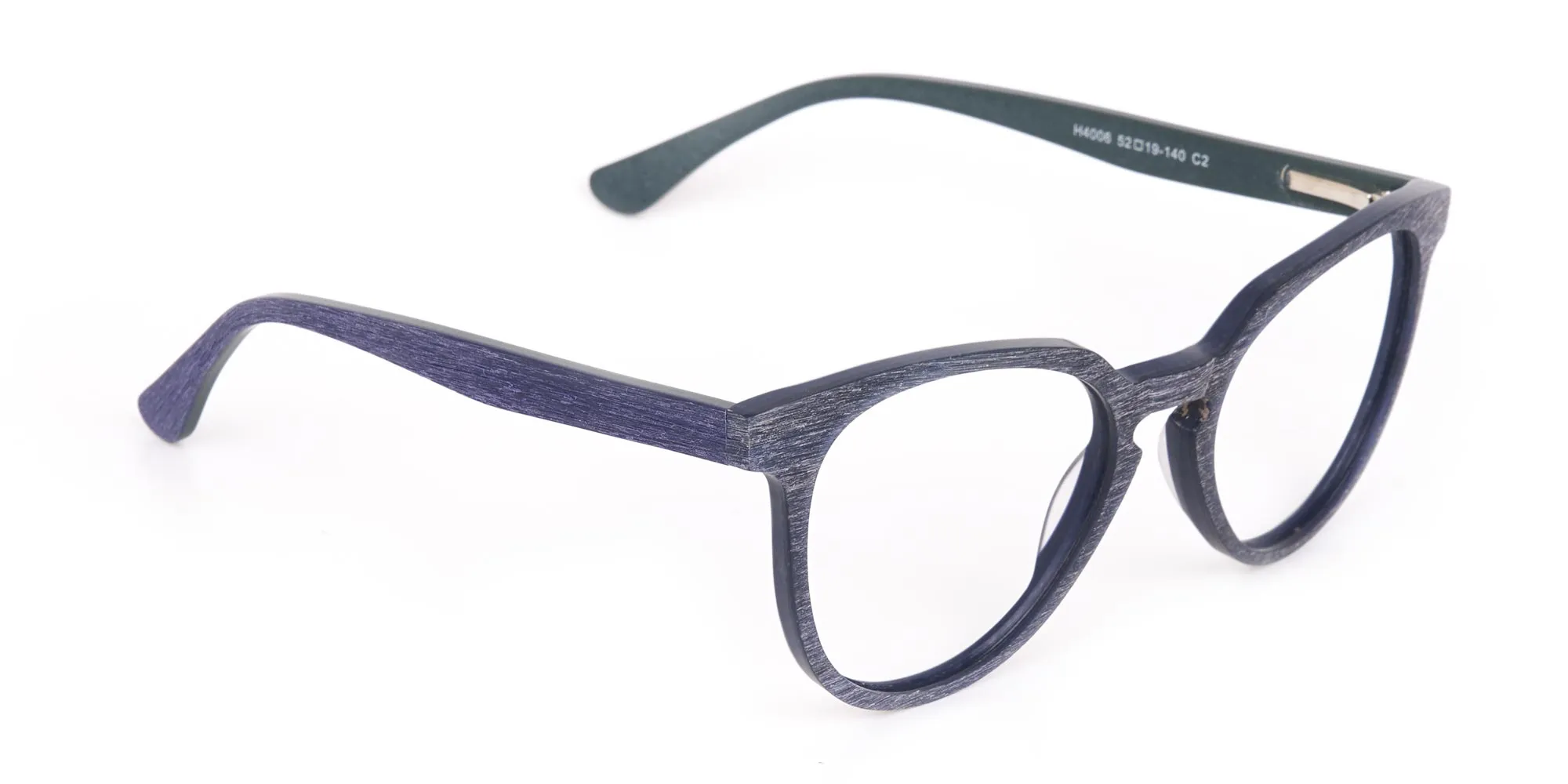 Dusty Green and Blue Round Wood Glasses Unisex-2