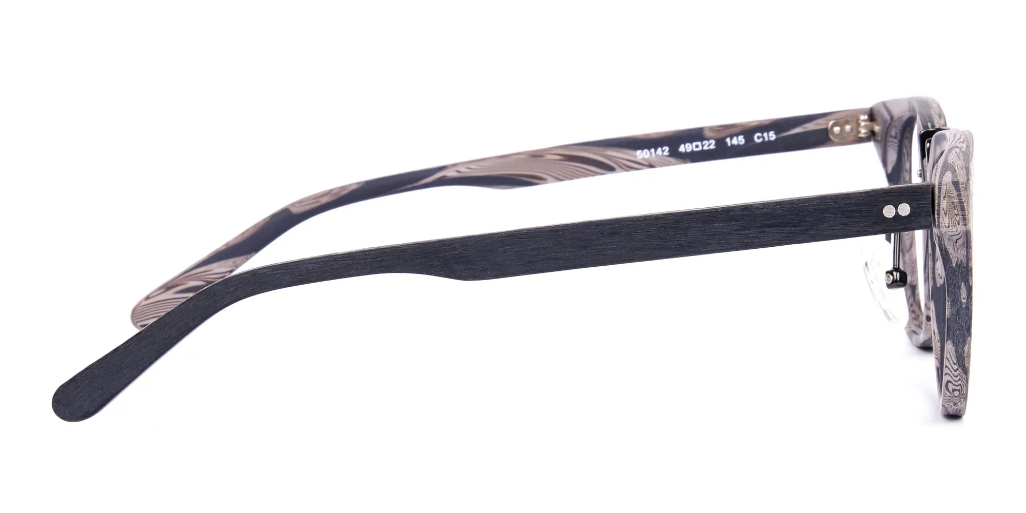 Stripe Grey Full Rim Wooden Glasses-2