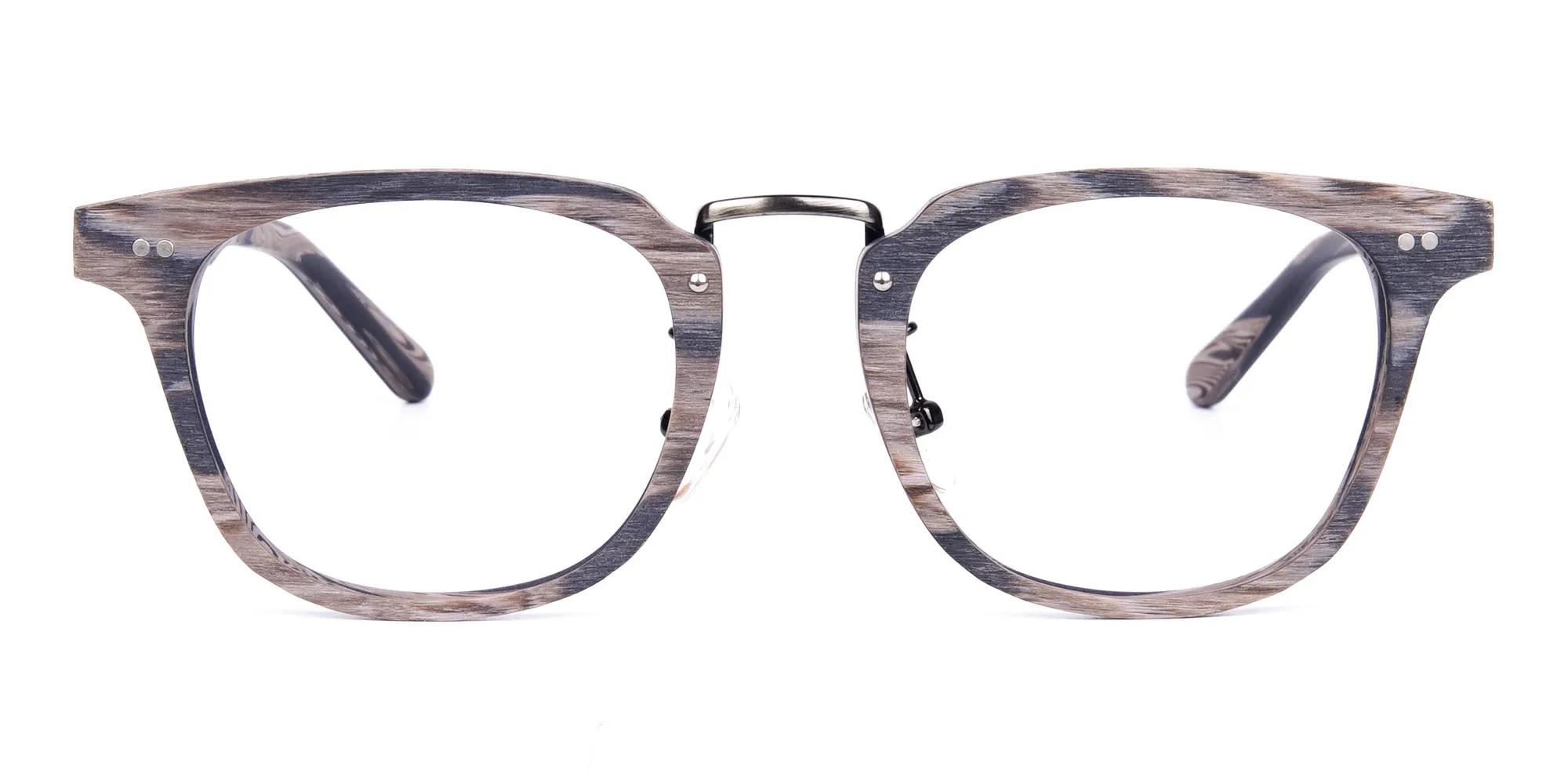 Stripe Grey Full Rim Wooden Glasses-2