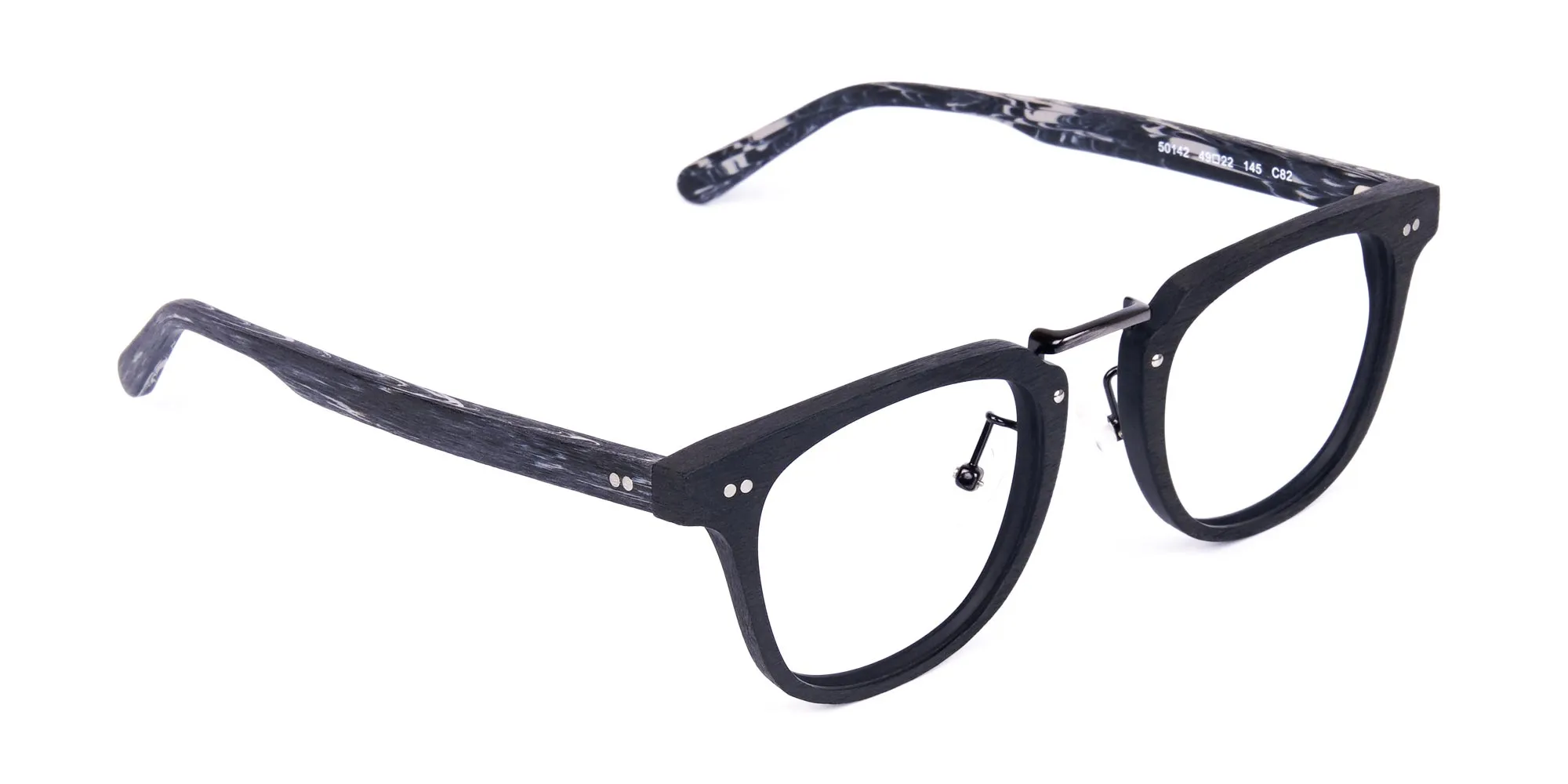 Black Square Full Rim Wooden Glasses-2